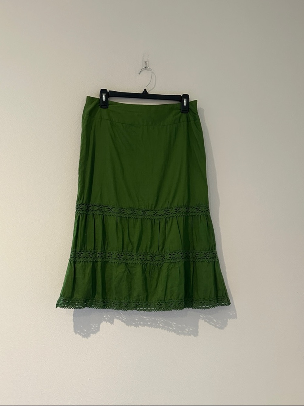 Cottagcore Cotton Size 4 Tiered Crochet-Trim Skirt - Women's Skirt